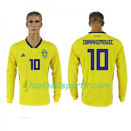 Tenue Suède Ibrahimovic 10 Domicile Coupe du monde 2018 Maillot de Foot ML